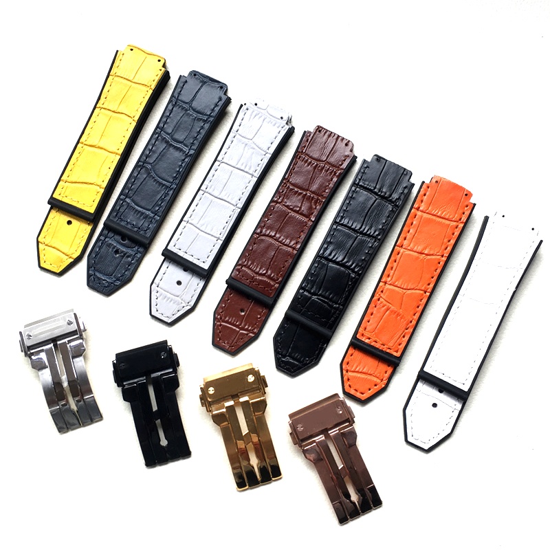HUBLOT 4/7✈Dây Đeo Đồng Hồ Bằng Da Thật Và Cao Su Silicon 25mm Cho Substitute Hengbao Yubo Big Bang