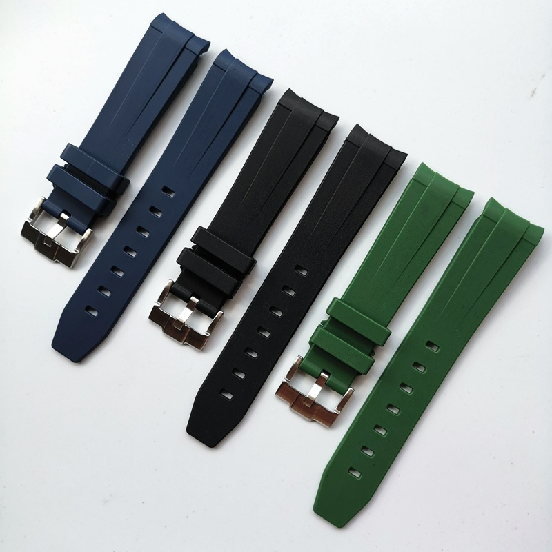5/5✈Dây Đeo Đồng Hồ Giao Diện Cong Bằng Cao Su Silicon Màu Trơn / Xanh Lá / Đen / Xanh Lá Sang Rolex / Máy Bay Nước Ghost Airmaster Wri