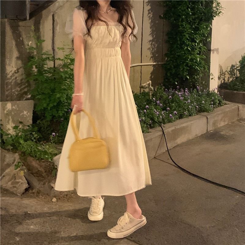 Charm Đầm Midi Xếp Ly Eo Vừa Phối Bèo Thời Trang Mùa Hè Nhẹ Nhàng Quyến Rũ