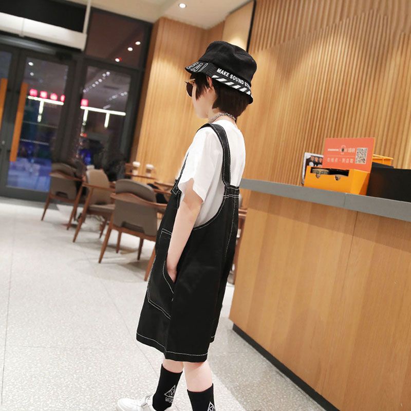 Bộ Áo Thun Cotton Ngắn Tay + Quần Yếm Dáng Rộng Thời Trang Mùa Hè 2023 Cho Bé