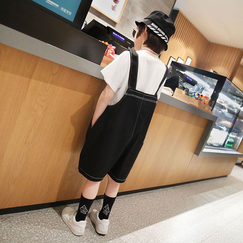 Bộ Áo Thun Cotton Ngắn Tay + Quần Yếm Dáng Rộng Thời Trang Mùa Hè 2023 Cho Bé