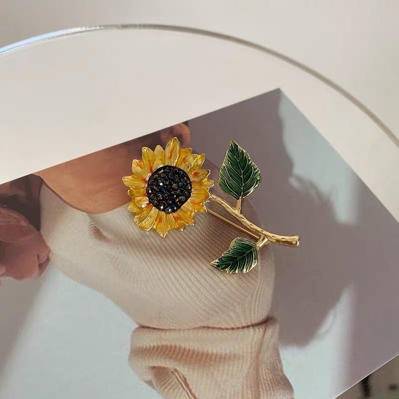 Ghim Cài Áo Hình Hoa Hướng Dương Van Gogh Tráng Men Nhật Bản Và Hàn Quốc Vintage Quà Tặng Cho Nữ