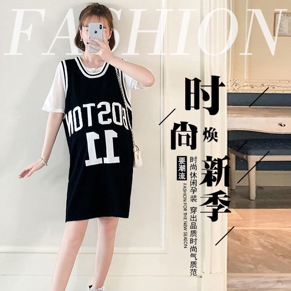 Giới Hạn Thời Gian Bán Chạy Đầm Thun Dài Đến Giữa Mẹ Bầu Tay Ngắn Phong Cách Mới Plus Size