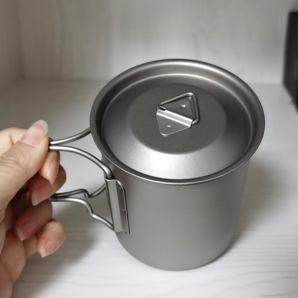 Cốc Uống Nước Hai Lớp Bằng Titan Nguyên Chất Chống Bỏng 00414AT Tiện Dụng Mang Theo Du Lịch Cắm Trại