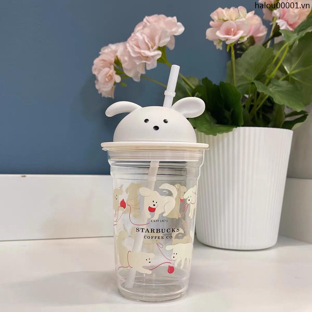 Starbucks Cốc Thủy Tinh Màu Trắng In Hình Hoa Anh Đào Phong Cách Hàn Quốc 2021