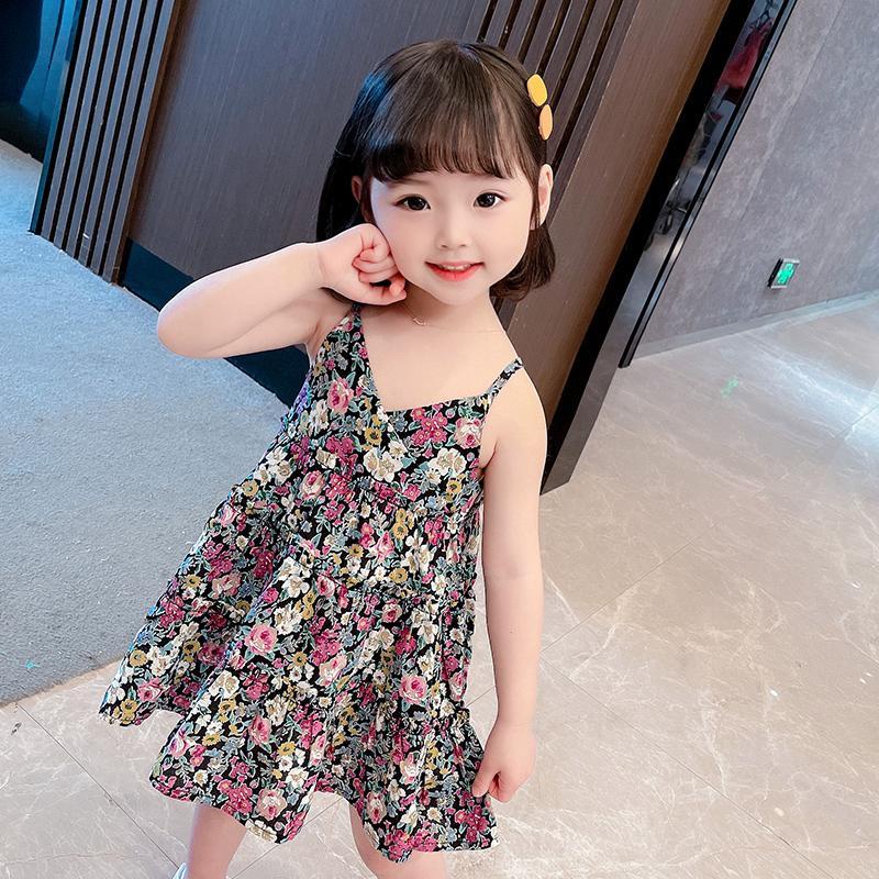 Đầm Công Chúa Mùa Hè Hai Dây Họa Tiết Hoa Phong Cách Phương Tây Mẫu Mới 2023 Dành Cho Bé Gái