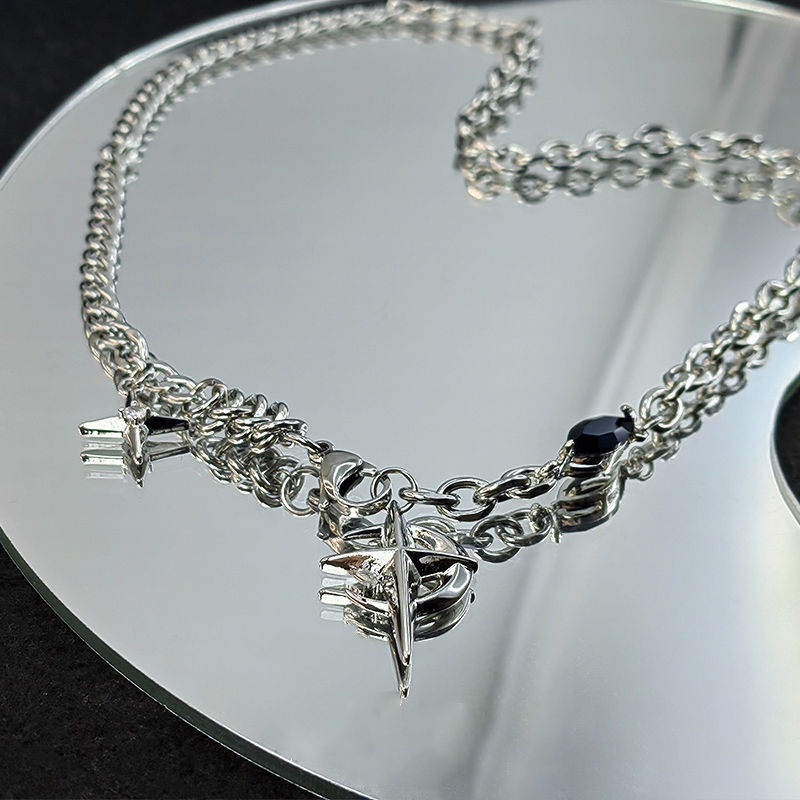 Vòng cổ Hình Ngôi Sao Đen Phong Cách hip hop Đường Phố Âu Mỹ Cao Cấp Cho Nam Và Nữ