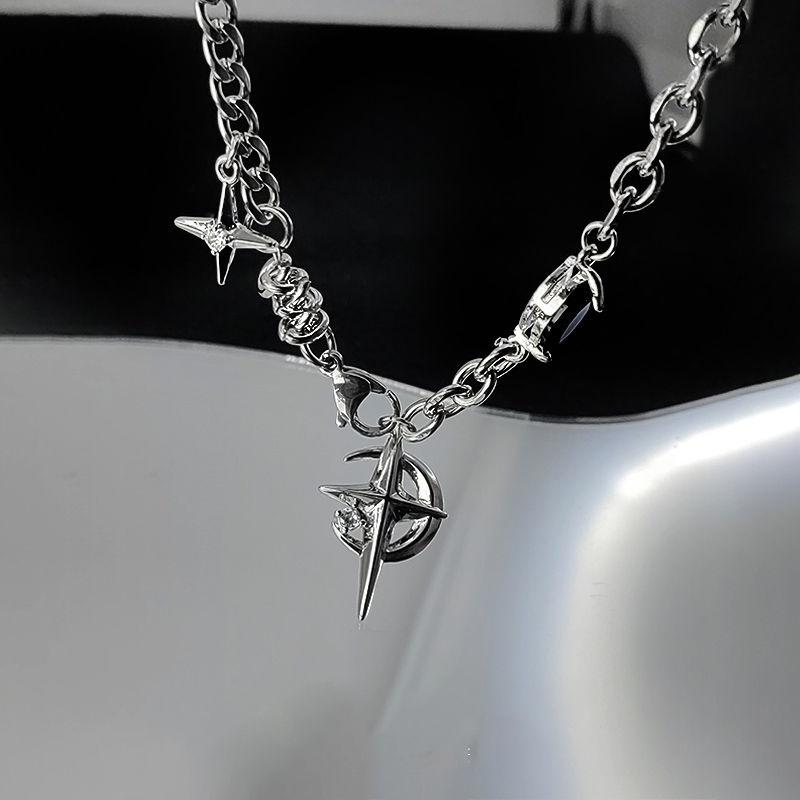 Vòng cổ Hình Ngôi Sao Đen Phong Cách hip hop Đường Phố Âu Mỹ Cao Cấp Cho Nam Và Nữ