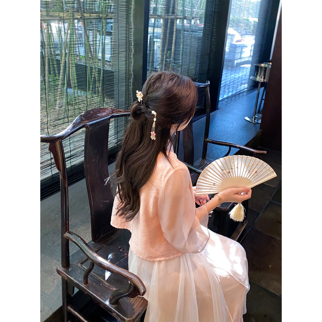 Bộ Áo Sơ Mi + Chân Váy Chữ a Lưng Cao Màu Trắng Phong Cách Trung Hoa Thời Trang Xuân Hè Hàng Mới 2023 Dành Cho Bạn Nữ