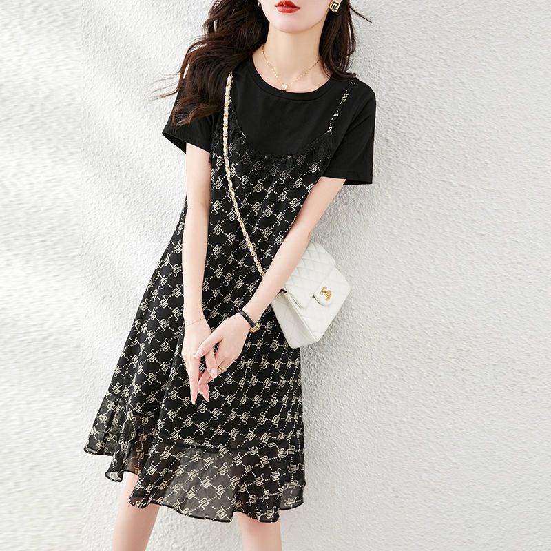 Hàng Mới Về Đầm Chiffon Giả Hai Lớp In Họa Tiết Thời Trang Mùa Hè Dành Cho Nữ 22 Tuổi