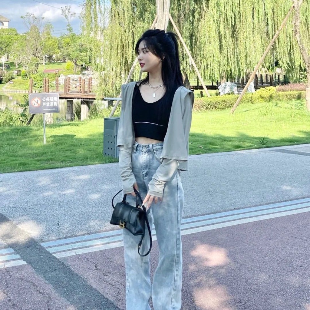 Áo Khoác Chống Nắng Bằng Lụa Lạnh Siêu Mỏng Thoáng Khí Chống Tia Cực Tím Phong Cách Mới Mùa Hè Cho Nữ