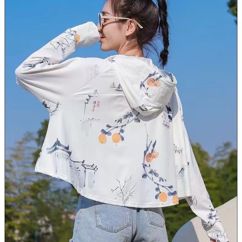 Áo Khoác Chống Nắng Bằng Lụa Lạnh Thoáng Khí In Hình Chim Bồ Câu Phong Cách Trung Hoa Mới Mùa Hè Cho Nữ