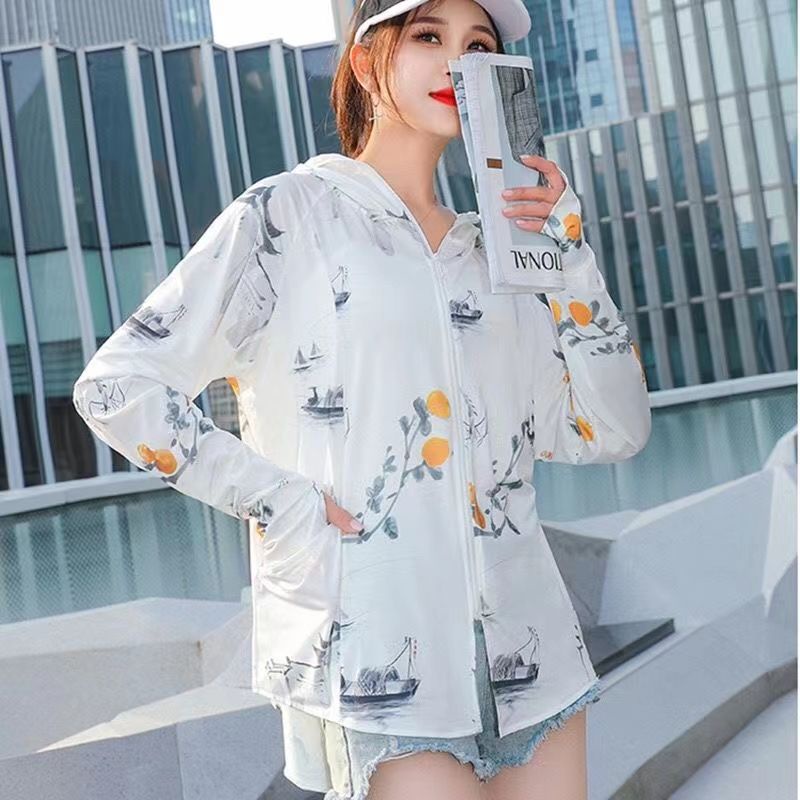 Áo Khoác Chống Nắng Bằng Lụa Lạnh Thoáng Khí In Hình Chim Bồ Câu Phong Cách Trung Hoa Mới Mùa Hè Cho Nữ