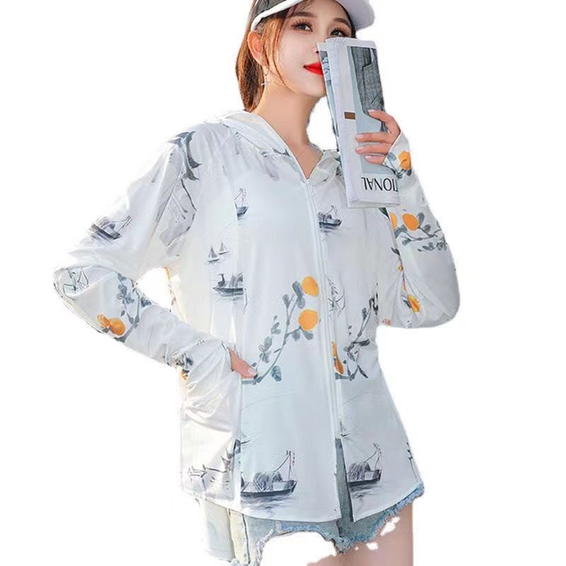 Áo Khoác Chống Nắng Bằng Lụa Lạnh Thoáng Khí In Hình Chim Bồ Câu Phong Cách Trung Hoa Mới Mùa Hè Cho Nữ