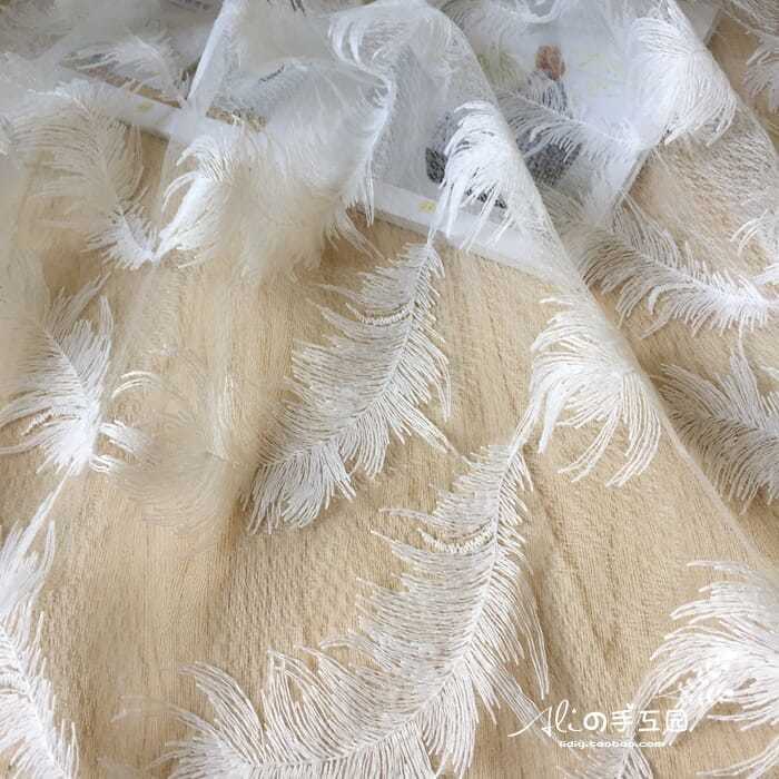 Tấm Vải Ren Lưới Thêu Họa Tiết Lông Vũ Trắng Dùng Làm Phông Nền Chụp Ảnh / Váy Cưới