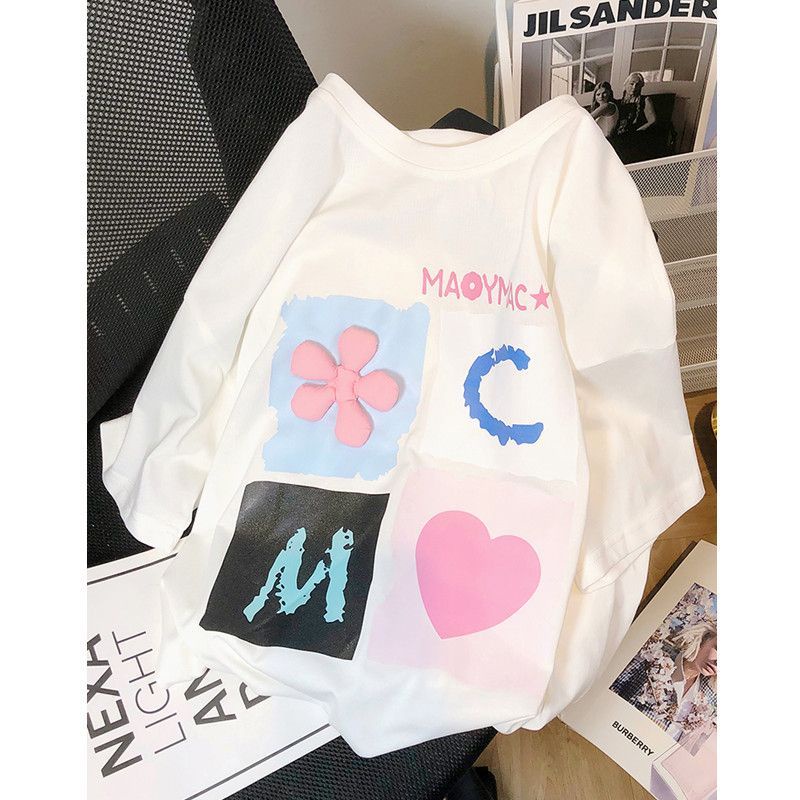 Áo Thun Tay Ngắn Dáng Rộng Chất Liệu Cotton Thời Trang Mùa Hè Cho Nữ 240KG