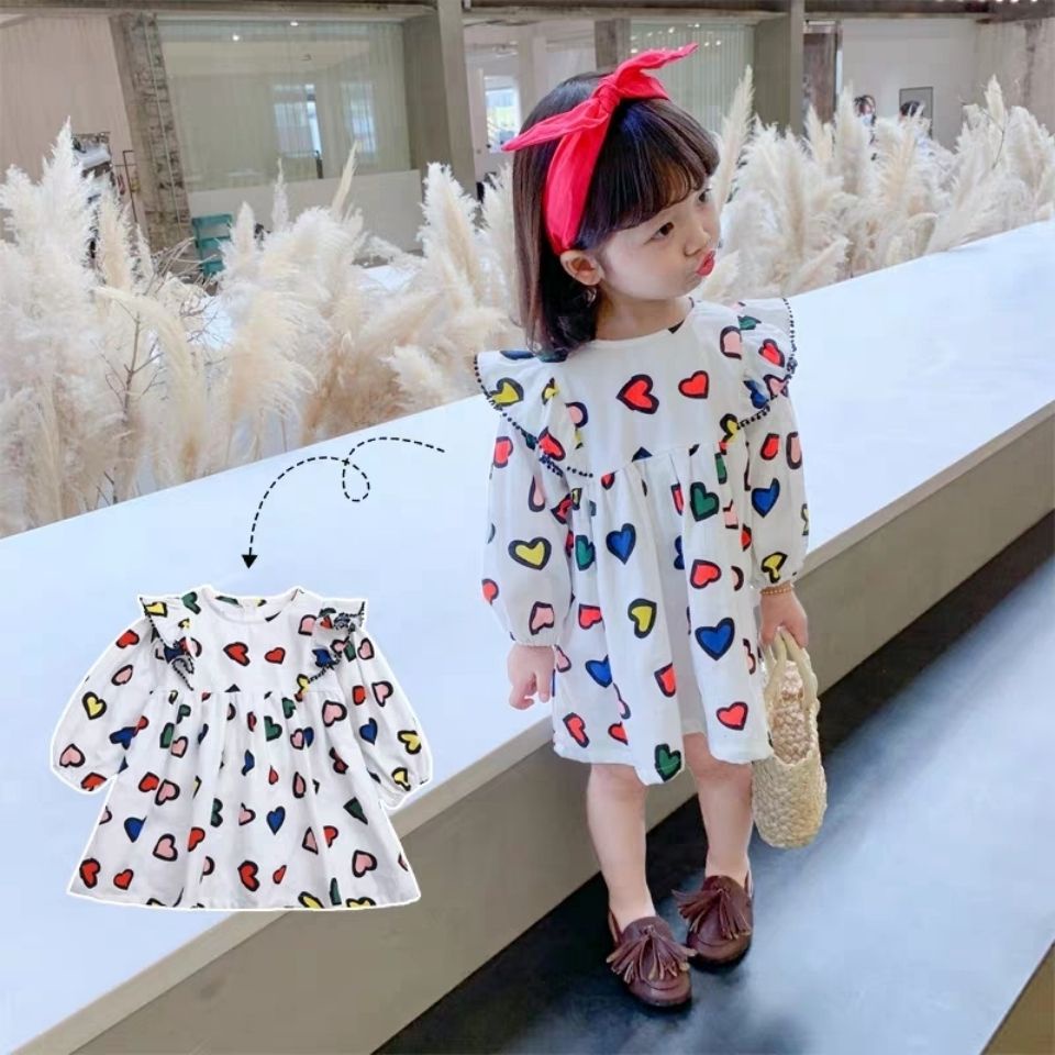 Đầm Công Chúa Cotton Tay Dài Phong Cách Hàn Quốc Thời Trang Xuân Hè 2023 Dành Cho Bé Gái