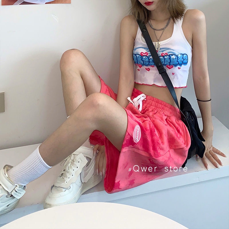 Quần Short Dáng Suông Màu Nhuộm Phong Cách Thời Trang Mới Cho Cặp Đôi