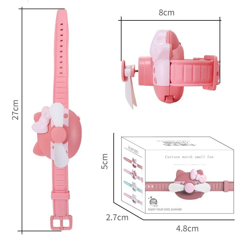 Quạt Đeo Tay mini Hình Đồng Hồ Hoạt Hình Mật Ong Dễ Thương Có Thể Sạc Lại