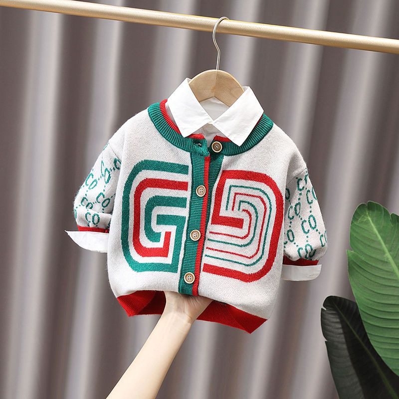 Hàng Mới Về Mới Áo Khoác Len Cardigan Dệt Kim Cổ Tròn Dáng Ngắn Thời Trang Mùa Xuân 2023 Cho Bé Trai Và Bé Gái