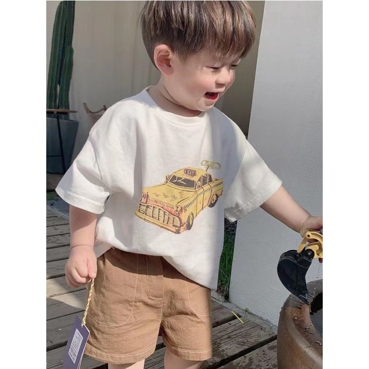 Áo Thun Cotton Phong Cách Hàn Quốc Thời Trang Mùa Hè Cho Bé Trai