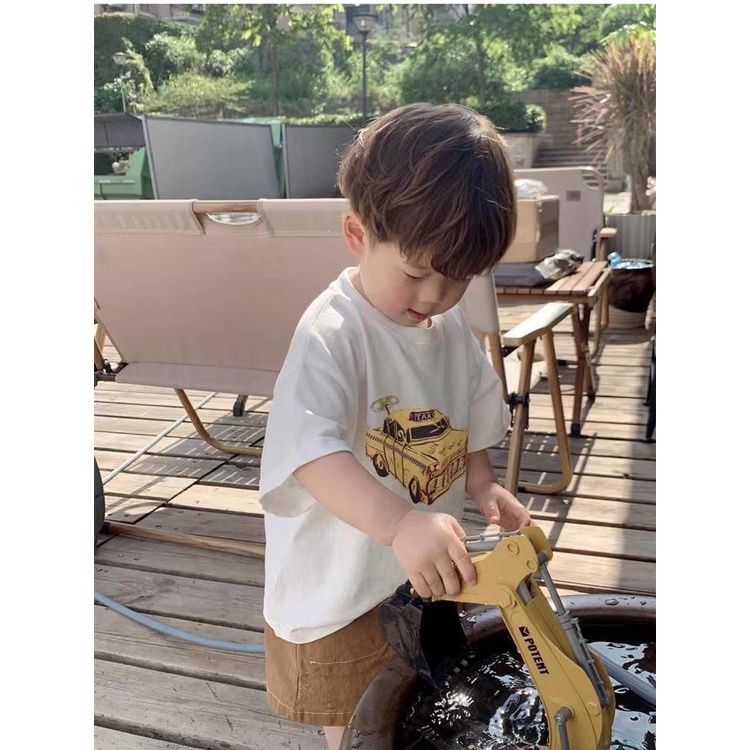 Áo Thun Cotton Phong Cách Hàn Quốc Thời Trang Mùa Hè Cho Bé Trai