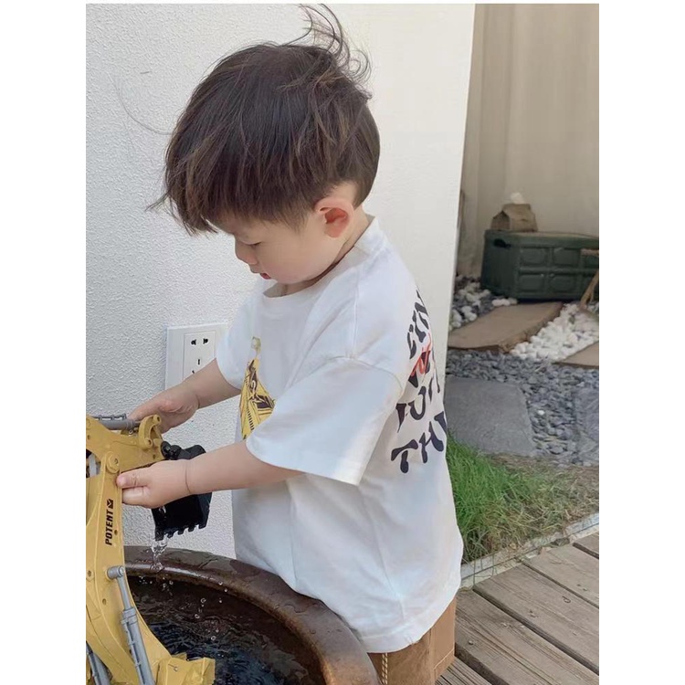 Áo Thun Cotton Phong Cách Hàn Quốc Thời Trang Mùa Hè Cho Bé Trai