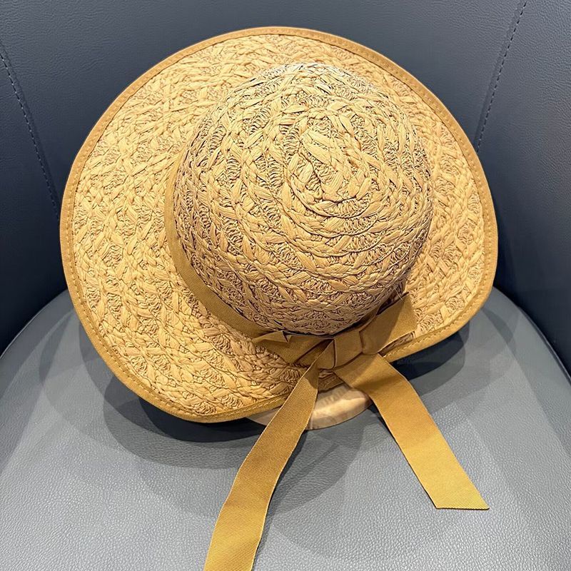 Mũ Cói Rộng Vành Đính Nơ Phong Cách Pháp Thời Trang Đi Biển Mùa Hè Cho Bé Gái