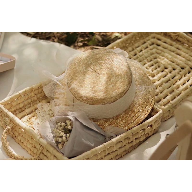 Hàng Có Sẵn Mũ Thần Tiên! Mũ Cói Chống Nắng Phong Cách Mori Hàn Quốc Ngọt Ngào Cho Bé Gái