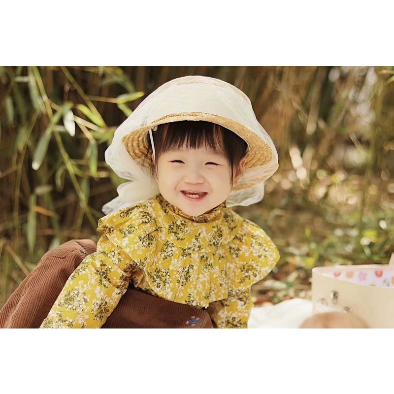 Hàng Có Sẵn Mũ Thần Tiên! Mũ Cói Chống Nắng Phong Cách Mori Hàn Quốc Ngọt Ngào Cho Bé Gái