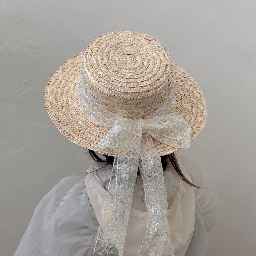 Nón Cối Rộng Vành Phối Ren Phong Cách Hàn Quốc Thời Trang Mùa Hè Hàng Mới 2023 Dành Cho Bé Gái