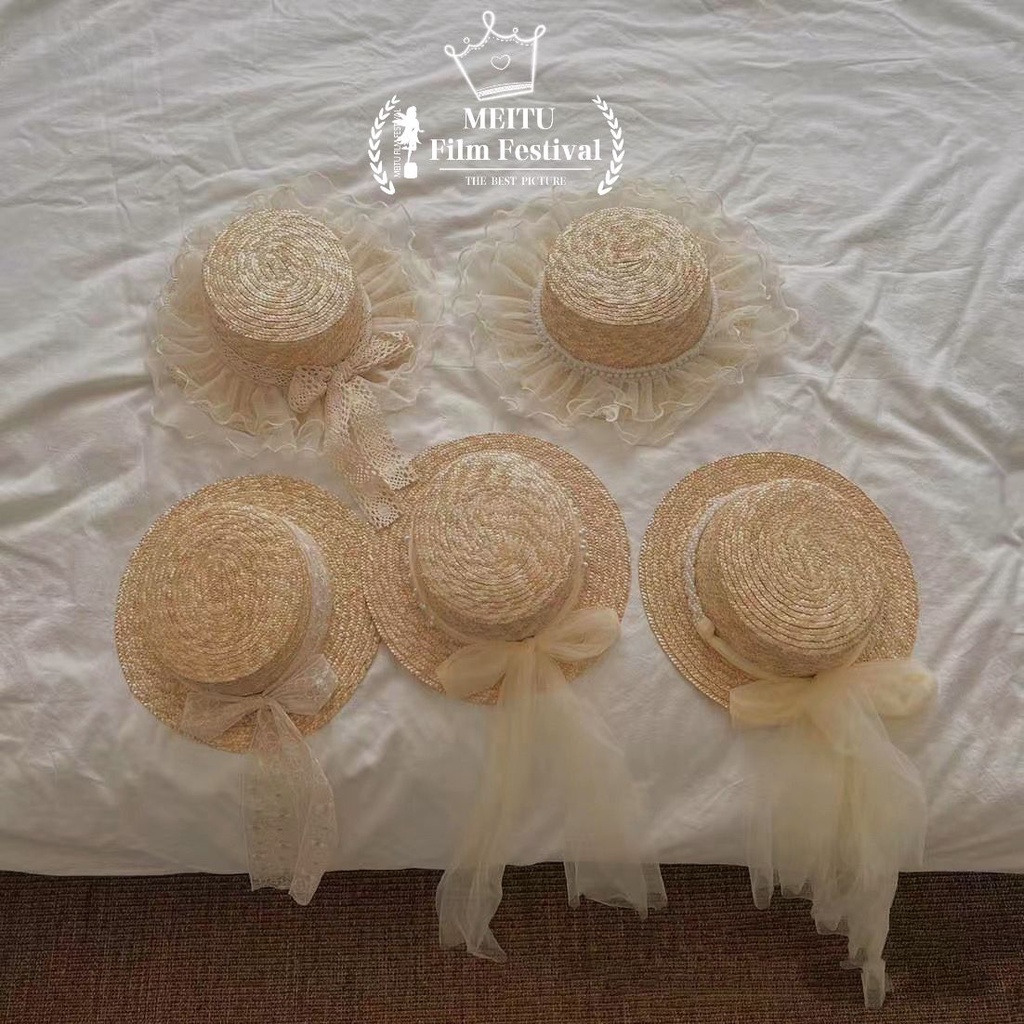 Nón Cối Rộng Vành Phối Ren Phong Cách Hàn Quốc Thời Trang Mùa Hè Hàng Mới 2023 Dành Cho Bé Gái