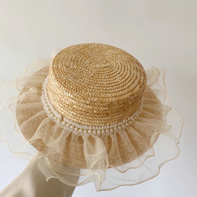 Nón Cối Rộng Vành Phối Ren Phong Cách Hàn Quốc Thời Trang Mùa Hè Hàng Mới 2023 Dành Cho Bé Gái