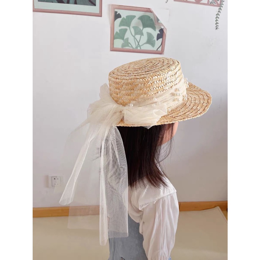 Nón Cối Rộng Vành Phối Ren Phong Cách Hàn Quốc Thời Trang Mùa Hè Hàng Mới 2023 Dành Cho Bé Gái