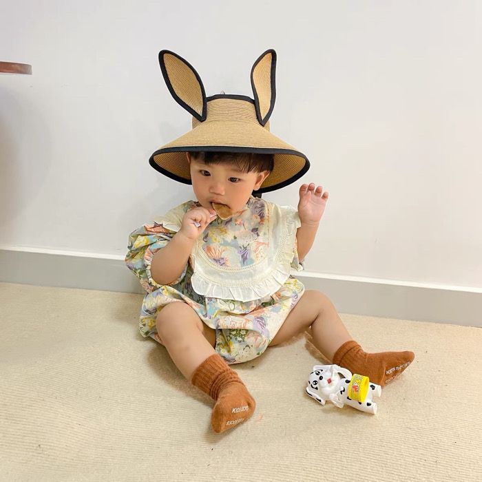 Nón Cối Vành Rộng Hở Chóp Chống Nắng Thời Trang Đi Biển Mùa Hè Phong Cách Hàn Quốc Cho Bé Trai Và Gái