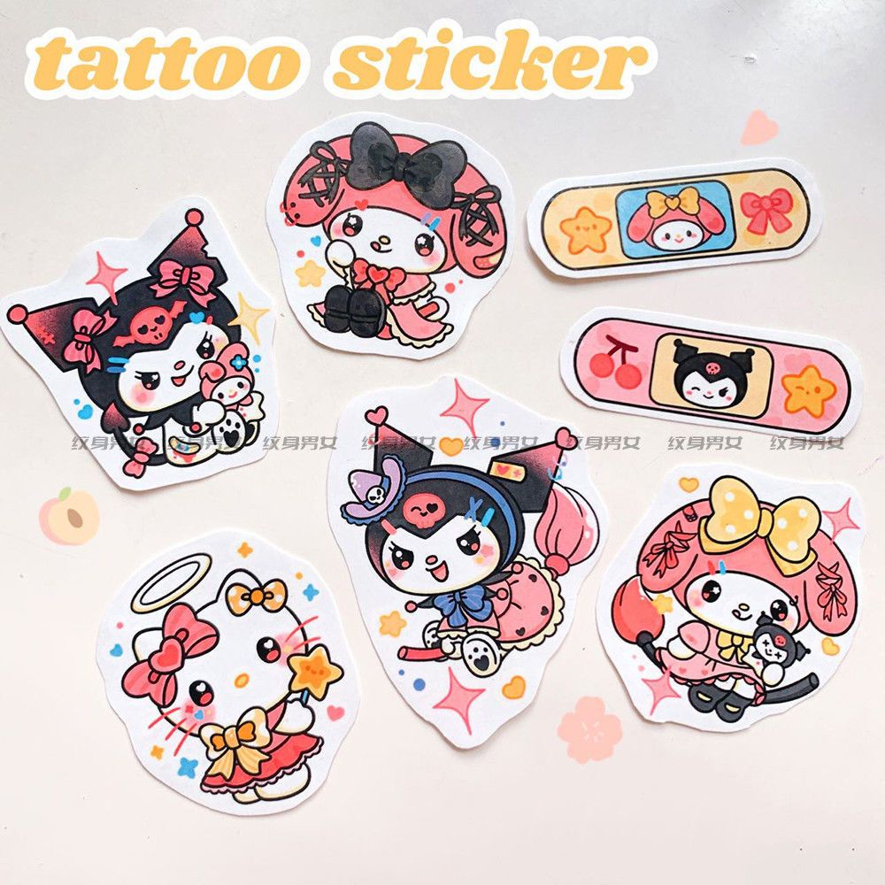 Hình Xăm Dán Chống Nước Hình Kuromi Melody Dễ Thương Cho Bé Gái