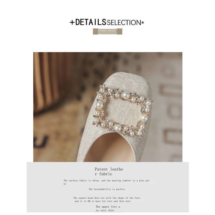 Giày Phù Dâu Phù Dâu Không Lốp Mặc Hàng Ngày Mới Mặc Sườn Xám Đính Hôn Mùa Xuân Và Mùa Thu