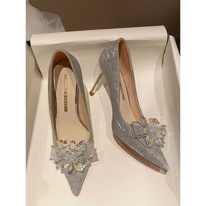 Giày Cao Gót Đính Pha Lê Sang Trọng Cho Cô Dâu Ngày Cưới Hezhu