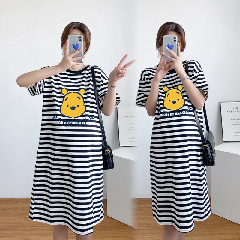 Đầm Bầu Dáng Rộng Họa Tiết Kẻ Sọc Thời Trang Mùa Hè