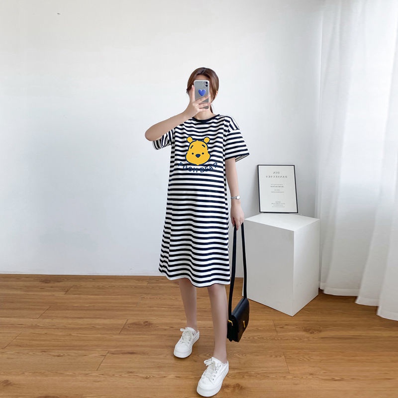 Đầm Bầu Dáng Rộng Họa Tiết Kẻ Sọc Thời Trang Mùa Hè