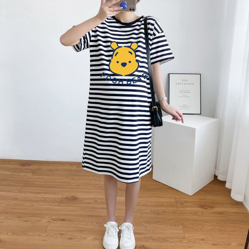 Đầm Bầu Dáng Rộng Họa Tiết Kẻ Sọc Thời Trang Mùa Hè