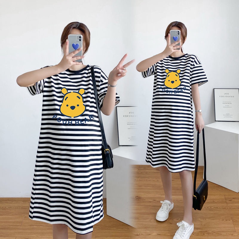 Đầm Bầu Dáng Rộng Họa Tiết Kẻ Sọc Thời Trang Mùa Hè