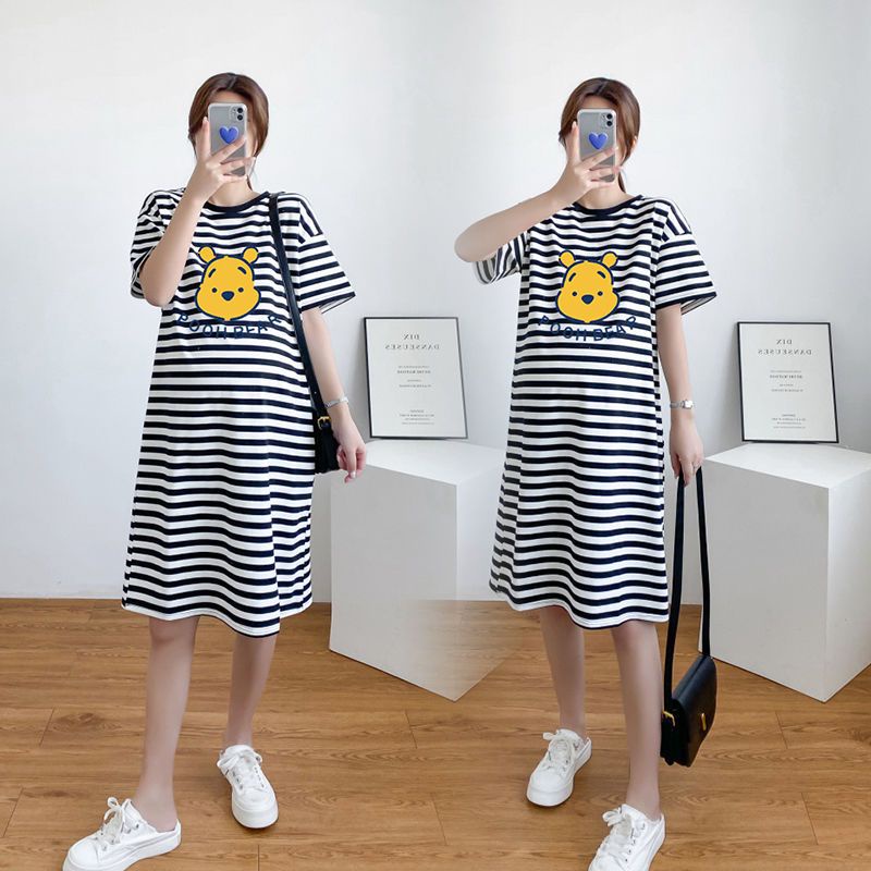 Đầm Bầu Dáng Rộng Họa Tiết Kẻ Sọc Thời Trang Mùa Hè