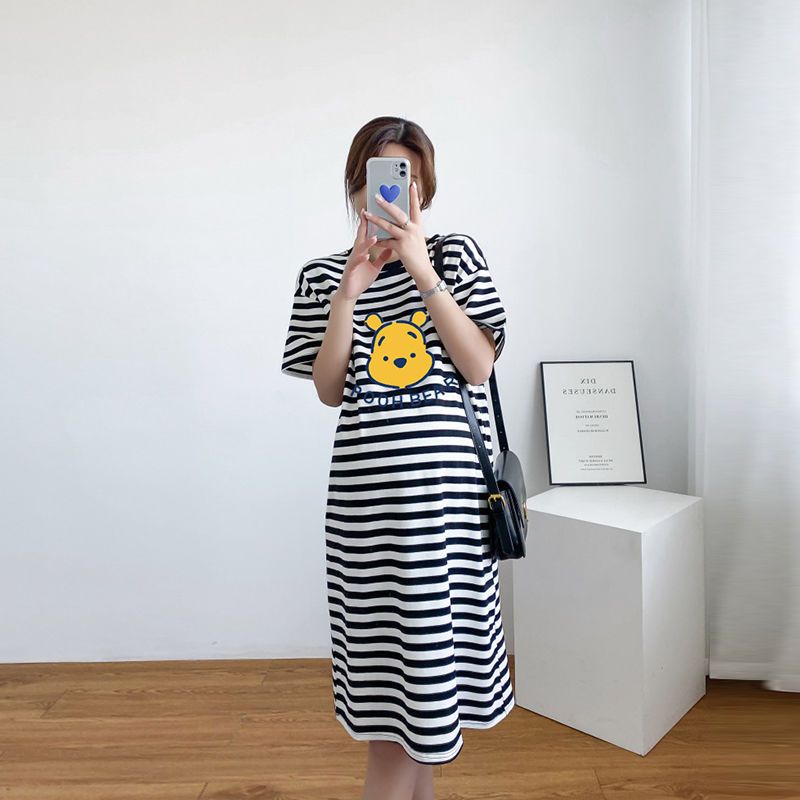 Đầm Bầu Dáng Rộng Họa Tiết Kẻ Sọc Thời Trang Mùa Hè