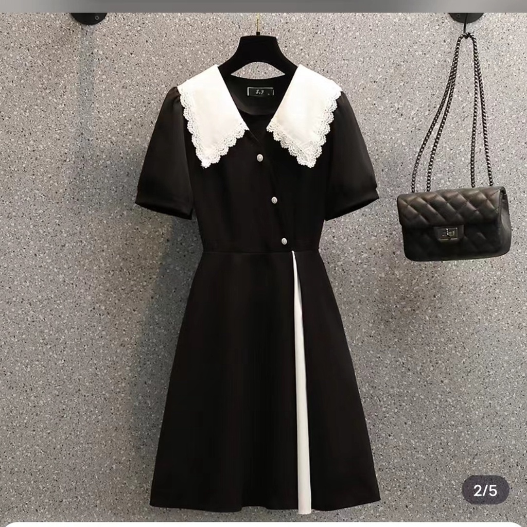 Đầm Đen Cổ Chữ v Cao Cấp Ôm Dáng Phong Cách Hepburn Pháp Thời Trang Mùa Hè