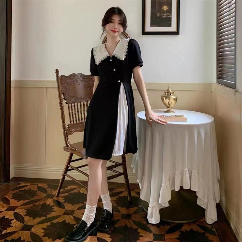 Đầm Đen Cổ Chữ v Cao Cấp Ôm Dáng Phong Cách Hepburn Pháp Thời Trang Mùa Hè