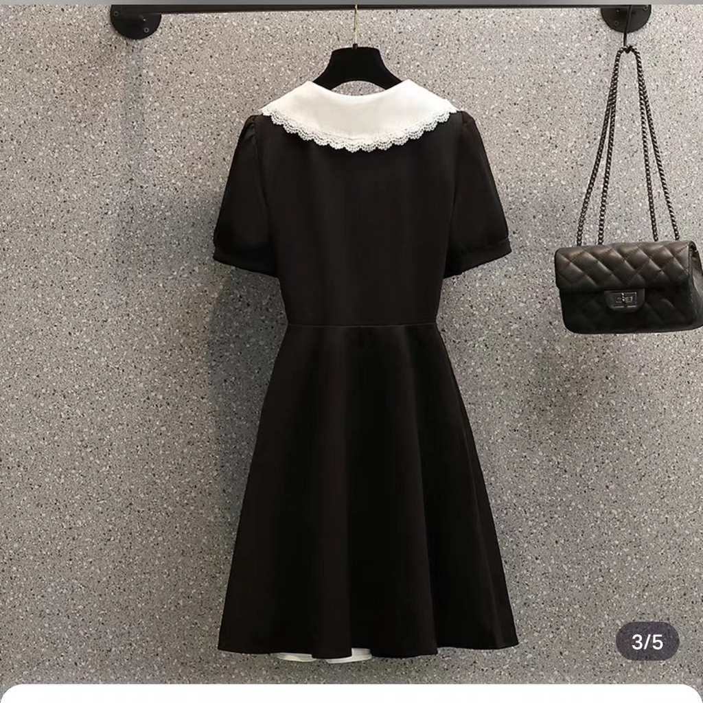 Đầm Đen Cổ Chữ v Cao Cấp Ôm Dáng Phong Cách Hepburn Pháp Thời Trang Mùa Hè