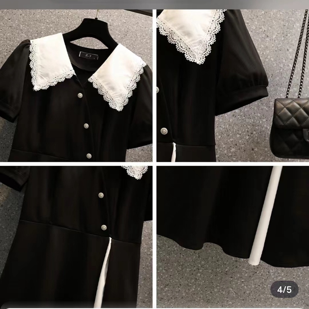 Đầm Đen Cổ Chữ v Cao Cấp Ôm Dáng Phong Cách Hepburn Pháp Thời Trang Mùa Hè