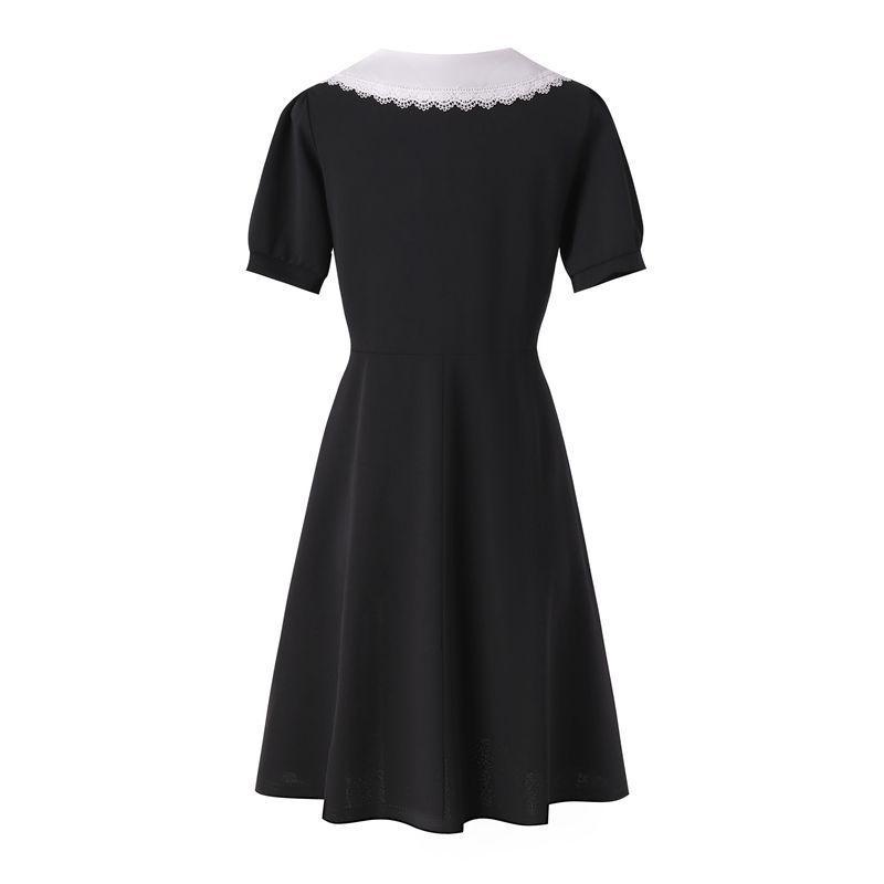 Đầm Đen Cổ Chữ v Cao Cấp Ôm Dáng Phong Cách Hepburn Pháp Thời Trang Mùa Hè