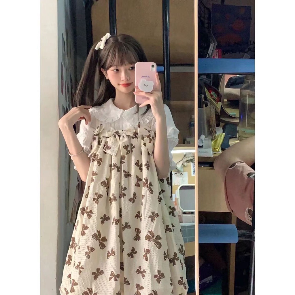 Bộ Áo Sơ Mi Tay Phồng + Đầm Hai Dây Dáng Ôm Thời Trang Mùa Hè Ngọt Ngào Cho Nữ